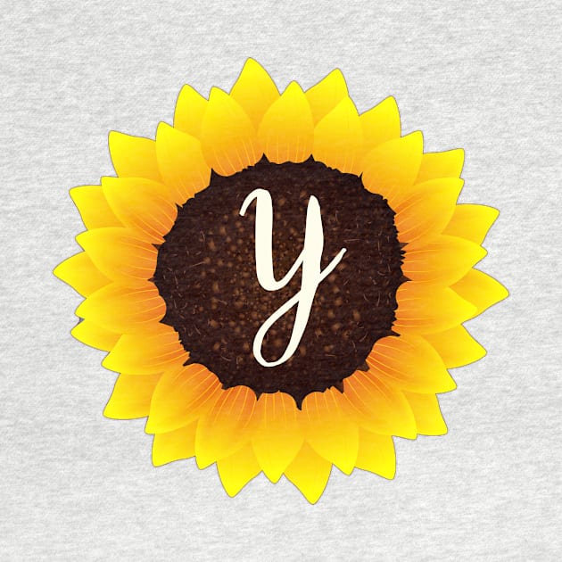 Floral Monogram Y Bright Yellow Sunflower by floralmonogram